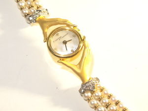Carrera Y Carrera 18k Gold Hands Holding Time Watch with 18k & Pearl Bracelet