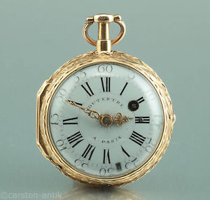 Jean Baptiste Dutertre a Paris 1730 Repeater 22k gold repousse verge fusee