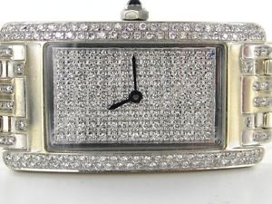 14K WHITE GOLD DIAMOND BEZEL DIAL BRACELET WATCH WRISTWATCH VINTAGE CUSTOM JEWEL
