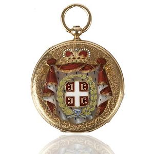 Robert Brandt & Cie. Open faced Gold Enamel pocket watch