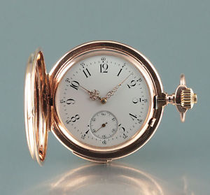 German Minute Repeater Berlin hunter 1900 14k Gold Glashutte Pocket watch montre