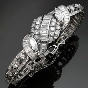 HAMILTON 1950s Platinum Diamond Covered Dial Women's Watch