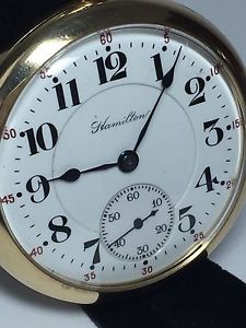 Lot P29: 1918 Hamilton 14kt Gold 21J Pocket Watch 16S Grade 992 Mov't #1296100