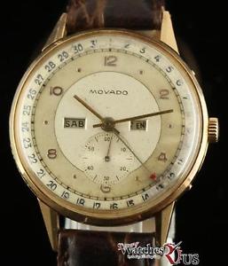 Movado Vintage R4806 35mm 18K Rose Gold Triple Calendar 2 Years Warranty #1722