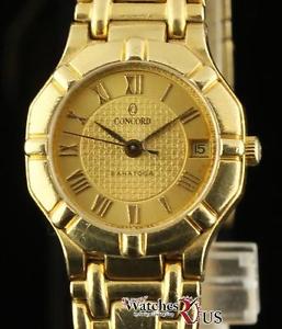 Concord Saratoga 24mm Yellow Gold Quartz Champagne Roman 2 Year Warranty #801