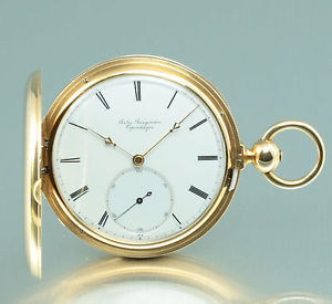 Jules Jürgensen 18k Gold precision pocket watch 1857 Copenhagen hunting case