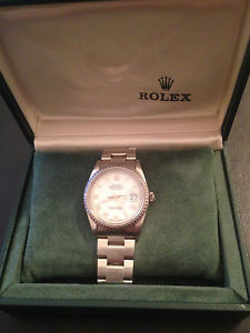 ROLEX OYSTER PERPETUAL DATEJUST QUADRANTE BIANCO CON SCATOLA E GARANZIA