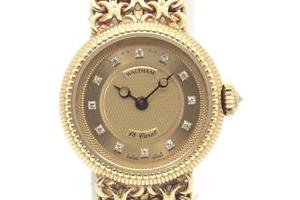 Auth WALTHAM 18carat 12 Point Diamond's Ladies Hand Winding 6023