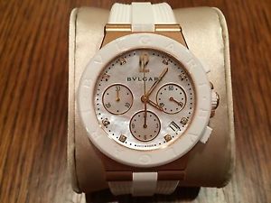 BVULGARI DIAGONO CHRONOGRAPH 37MM ROSE GOLD AND DIAMONDS LADIES WATCH