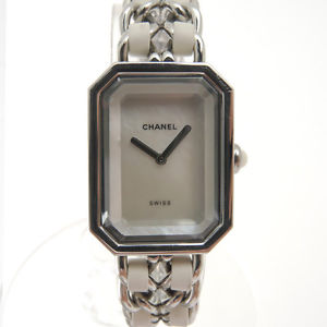 Authentic CHANEL Stainless Steel Premiere L Shell Dial Watch RARE from Japan