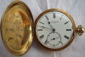 Ulysse Nardin Pocket Watch Key Wind 18K solid gold hunter case enamel dial