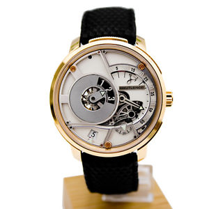 Hautlence HLQ Men's 43.8mm Black Leather 18K Gold Case Date Watch HLQ05