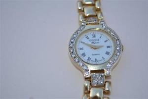 GENEVE 14K SOLID GOLD DIAMONDS LADIES WATCH QUARTZ  NICE