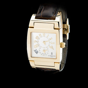de Grisogono 18K Yellow Gold Uno DF Dual Time GMT. Guilloche Dial. Heavy!