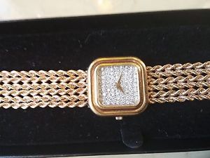 Bueche Girod Ladies18K Yello Gold DiamondVintage Estate Wristwatch