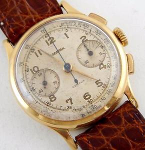 Universal Geneve Solid 18kt gold Compur Chronograph Wristwatch circa 1940s