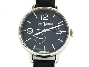 Auth Bell & Ross Crocodile Leather/Stainless Steel WW1-97 Watch Black