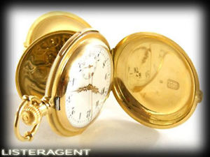 GUSTAVE PERRENOUD Taschenuhr Stunden und Minuten- Repetition Gold18Kt Handaufzug
