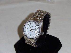 Men's 14K (0585 ITALY) solid GOLD Automatic DIAMOND BEZEL BAND CENTER ONLY