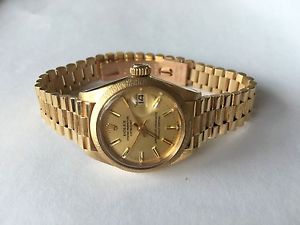 Ladies 18k Yellow Gold Datejust Model 6927 Factory Bark Band