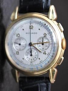 RARE Vintage MOVADO Solid 14k GOLD Calibre 95 CHRONOGRAPH w/TURTLE LUGS