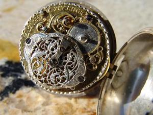 Antique Silver Repousse Verge Pocket Watch circa 1760
