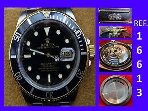 Rolex Submariner 16613 oyster perpetual date nero acciaio oro uomo donna unisex
