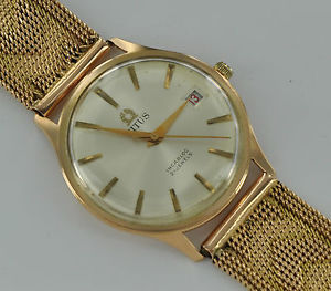 TITUS Incabloc 21 Jewels Hand-Winding 18k Yellow Gold Men's Swiss Watch