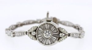 Vintage Diamond DOBBS Watch 8 Carat In Platinum 28.8 Grams