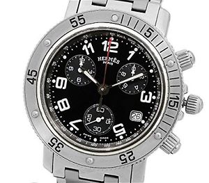 Authentic HERMES Clipper Diver Chronograph CL2 910 Men Used LWE