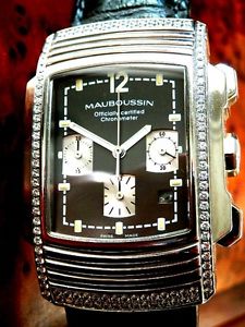 EXCEPTIONNEL CHRONOGRAPHE MAUBOUSSIN FOUGA DIAMANTS - Diamonds watch "Art deco"