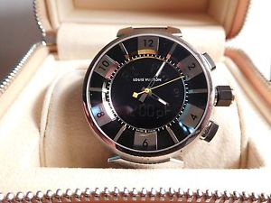 Authentic  Louis Vuitton Tambour Black Q118F Chrono Quartz Original Rubber Band