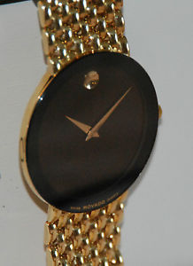 Movado Sapphire Museum Watch, GENTS 18KT Yellow Gold, 1542229, style 0600107