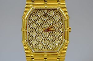 AUDEMARS PIGUET BAMBOO 18K GOLD FACTORY DIAMOND DIAL MENS QUARTZ DRESS WATCH!!!
