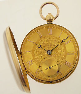 H. BALLARD CRANBROOK PRUNKTASCHENUHR IN 18 CT GOLD MIT GOLDZIFFERNBLATT SELTEN !