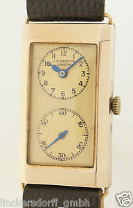 ART DECO DOCTORS WATCH - J W BENSON LONDON - ARMBANDUHR IN 9kt GOLD 1930er JAHRE