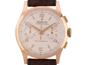 Mon Vis Schaltrad Landeron Chronograph Roségold Handaufzug 38mm Vintage Bj.1960