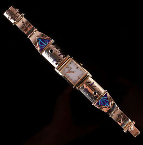 Fernando Benally 14k Yellow Gold Citizen Watch W/ Inlay Sugilite & Other Stones