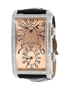 NEU Cuervos Y Sobrinos Prominente Dual Time Diamant Armbanduhr 1112.1R.S3