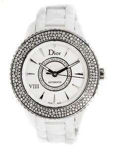 Dior Mujer VIII Cerámica Blanca Automático Brazalete Diamante Reloj CD1245E5C001