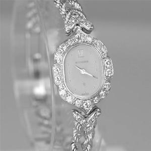 Ladies Quartz Bucherer 18ct White Gold Diamond  Vintage 18k Bracelet  Watch