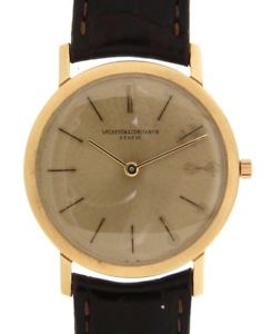 ULTRAPIATTO 6351 IN YELLOW GOLD AND LEATHER, 32MM
