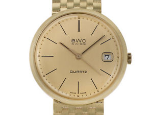 BWC Swiss Date 14kt Gelbgold 73g Quarz 35mm Vintage Bj.1970 wie Neu