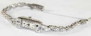 VINTAGE LADIES JUVENIA DIAMOND WATCH - 14K WHITE GOLD