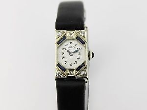 Ebel Damenarmbanduhr Handaufzug in 750/- Weißgold mit Diamanten und Saphire!