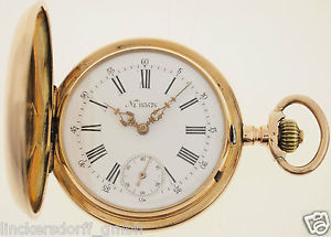 PATECK GENEVE - TASCHENUHR 14ct GOLD - 93 GRAMM -  3 VERSCHR. CHATONS - UM 1880