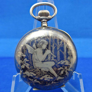 Early 20th Century Pocket Watch W/ RARE Niello Case