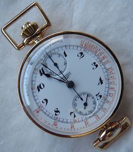 Ulysse Nardin Old Chronograph mens wristwatch 18k solid gold case enamel dial