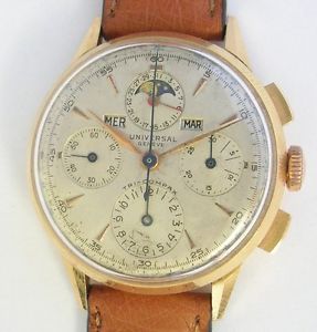 Vintage Universal Tri Compax 18 ct. Gold Chronograph Cal. 287 ! 40er Jahre !