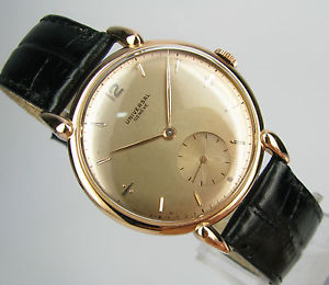 Vintage & Rare UNIVERSAL Geneve, clawed lugs, 18 kts gold, excellent, ca. 50'